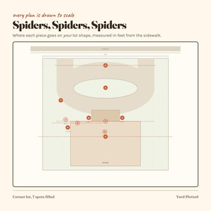 Utomhus Halloween spindeldekoration skalenlig trädgårdsplan | 40 layoutguider, inköpslista (digital nedladdning) bild 19