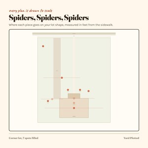 Utomhus Halloween spindeldekoration skalenlig trädgårdsplan | 40 layoutguider, inköpslista (digital nedladdning) bild 20