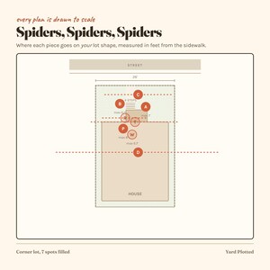 Utomhus Halloween spindeldekoration skalenlig trädgårdsplan | 40 layoutguider, inköpslista (digital nedladdning) bild 18
