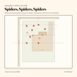 Utomhus Halloween spindeldekoration skalenlig trädgårdsplan | 40 layoutguider, inköpslista (digital nedladdning) bild 4