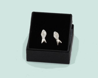 Mini Minnow                                                                          - silver fish stud earrings