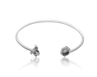 Kiss Me, Honey Honey                       -solid silver bee and honeycomb bangle