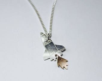 Ready to launch - sterling silver space shuttle necklace