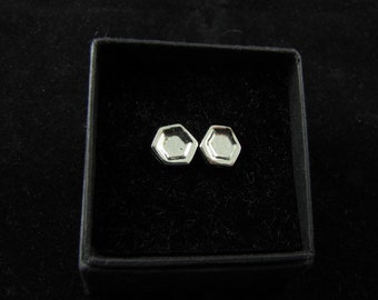 Boucles d'oreille en nid d'abeille en nid d'abeille - argent