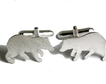 Ursa Major                 - solid silver bear cufflinks