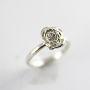 English rose - silver rose ring