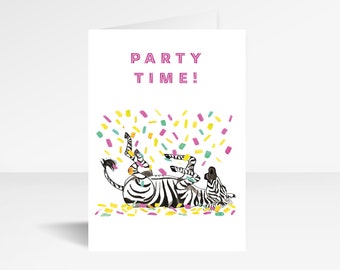 Party Time! Zebra birthday card