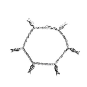 solid silver fish bracelet