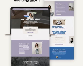Showit Website Template for Messaging Strategists, Copywriters & Consultants | Bold, Purple, Elegant (Instant Download)