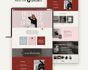Showit Website Template for Brand & Web Designers | Feminine, Bold, Editorial (Instant Download)