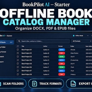 BookPilot AI Starter Offline Book Catalog Manager, Publisher Organizer, Digital HTML App