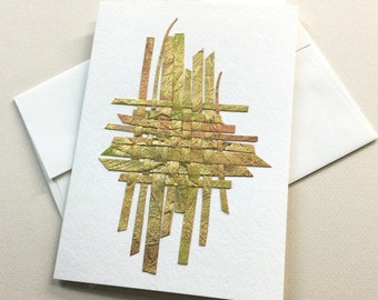 Woven paper greeting card / mounted on heavyweight card / blank inside / one of a kind original art / C-227