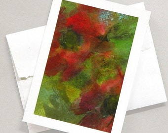 Carte de voeux florale / coquelicots rouges / peinture acrylique originale à l'encre / intérieur vierge / toutes les occasions / C-215