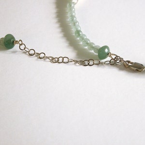 Green aventurine necklace with extender chain / aqua blue chalcedony / new jade serpentine / sterling silver / N-41 image 4