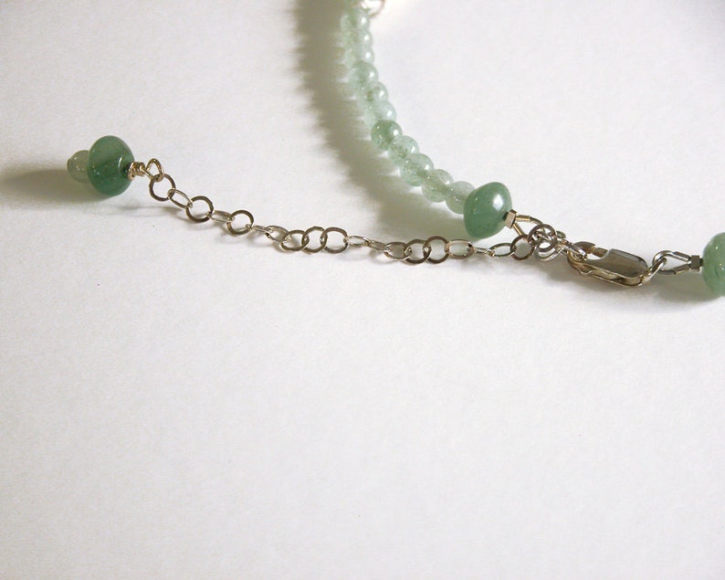 Green aventurine necklace with extender chain / aqua blue chalcedony / new jade serpentine / sterling silver / N-41 image 4