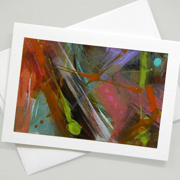 Hand-painted greeting card -- Brushstrokes III --  acrylic ink on paper / OOAK original abstract painting / 5 x 7 bamboo card C-130