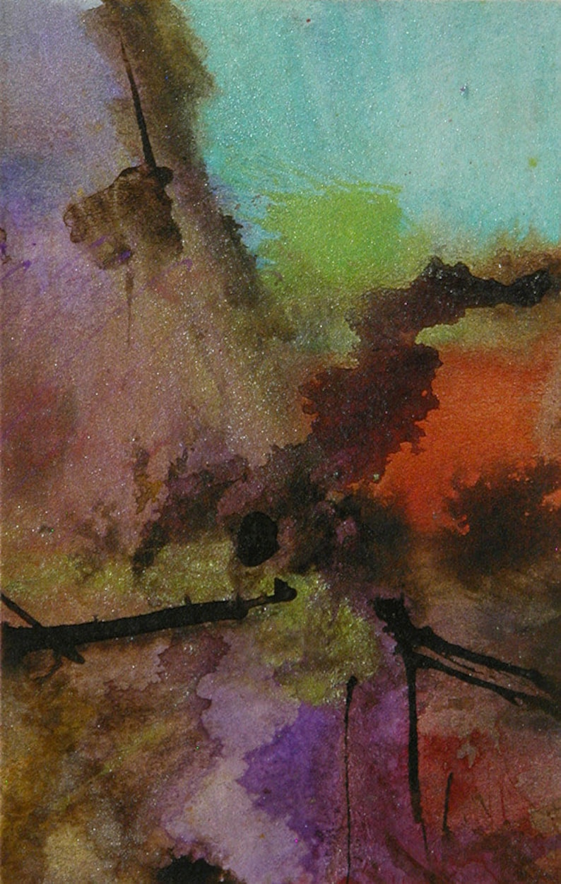Hand-painted abstract greeting card OOAK original C-51 Zion II