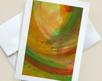 Hand-painted greeting card -- Spotted Rainbow III -- abstract / OOAK original acrylic ink painting on paper C-68