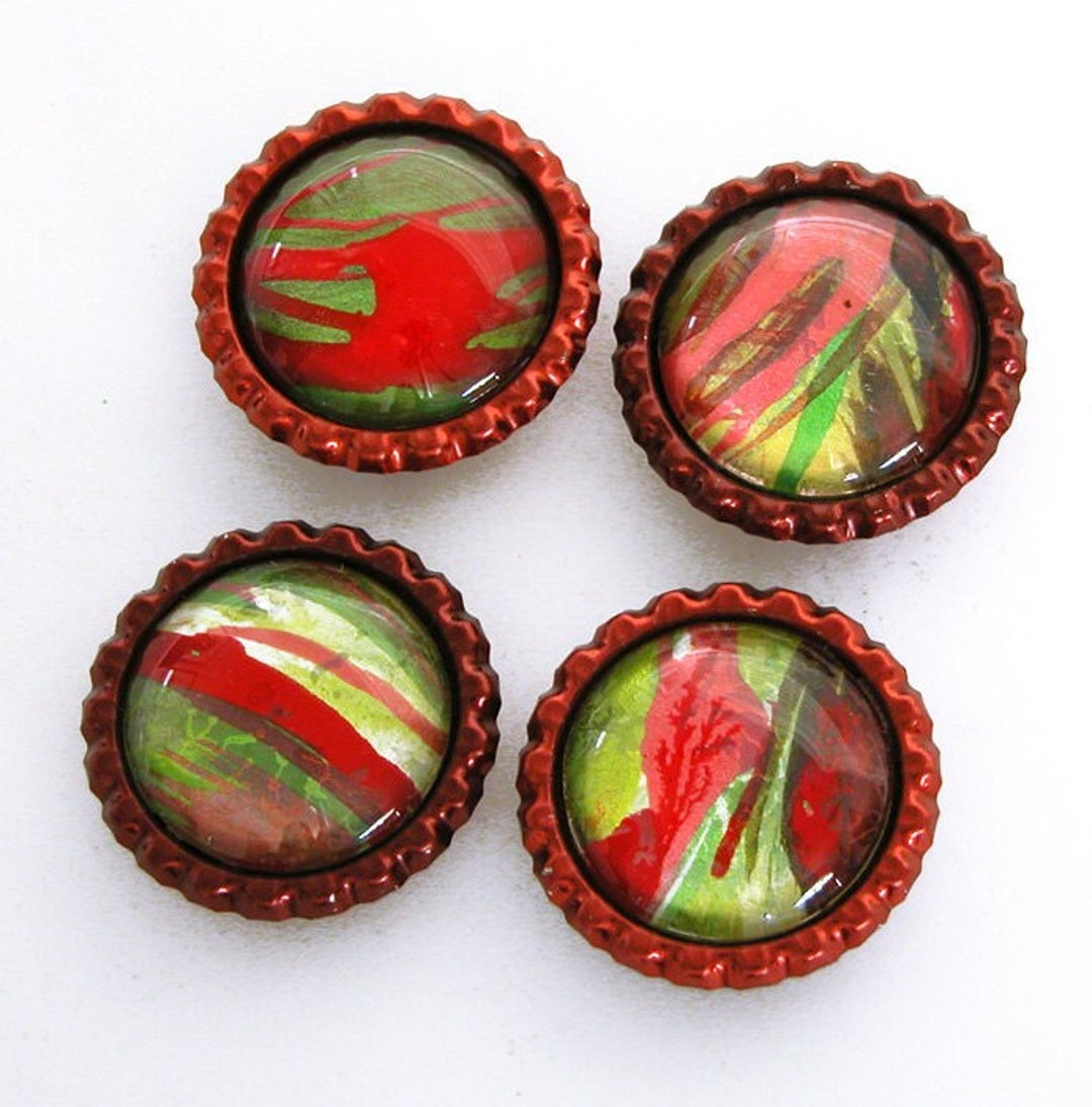 Hand-painted Art Magnets, Modern Abstract Design, Set of 4 - Etsy