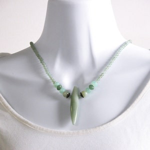 Green aventurine necklace with extender chain / aqua blue chalcedony / new jade serpentine / sterling silver / N-41 image 5