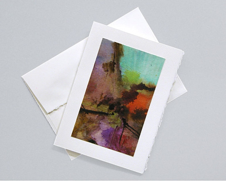 Hand-painted abstract greeting card OOAK original C-51 Zion II
