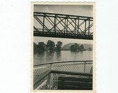 Abstract: Bridge, Boat Railings & River. Vintage Photo Snapshot