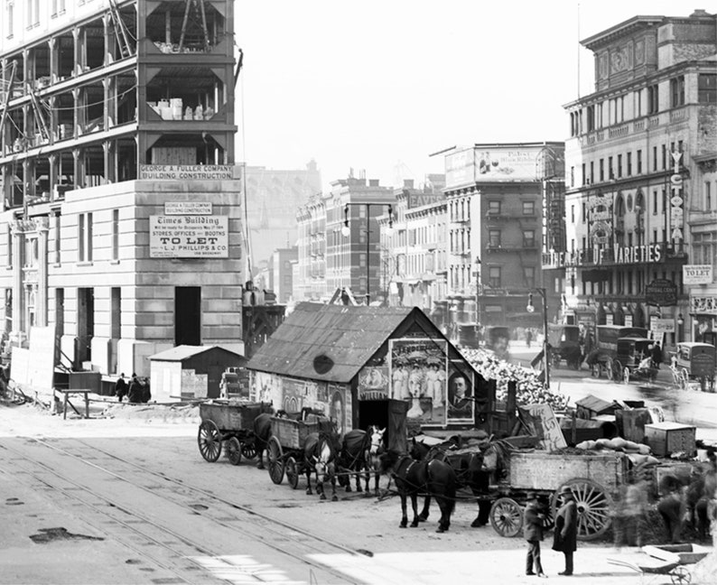 NYC c1904 Restored /& Enlarged Archival Photo Reprint Wall Decor Times Building Under Construction