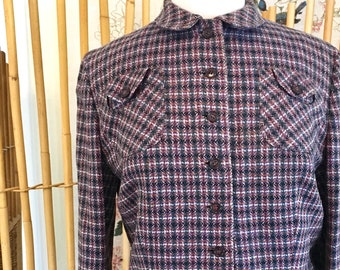 Vintage 40s Plaid Wool Jacket Post and Rail Boutique of Santa Barbara