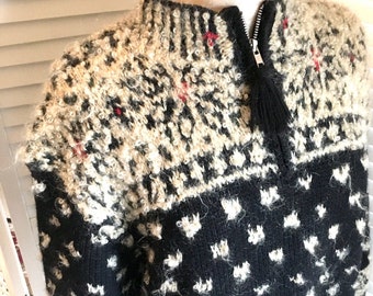 Vintage Hand Knit Mohair Sweater Snowflake Sweater Jones of New York Pullover Sweater