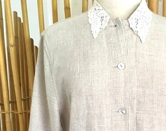 Vintage 80s Linen Jacket Minimalist Linen Jacket