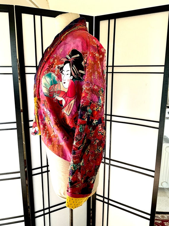 Vintage Quilted Jacket Patchwork Jacket Asian Sty… - image 6