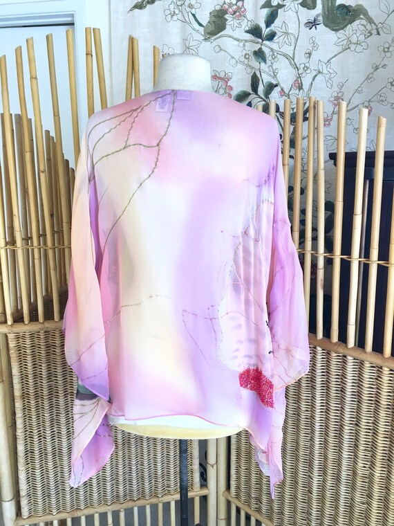 Vintage Silk Jacket Beaded Sheer Silk Jacket Chic… - image 5