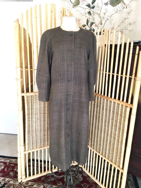 Vintage 60s Silk Coat Minimalist Silk Duster Coat… - image 1