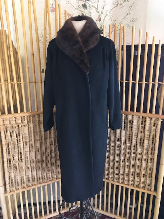 Vintage 60s Lilli Ann Coat Black Coat with Mink Co