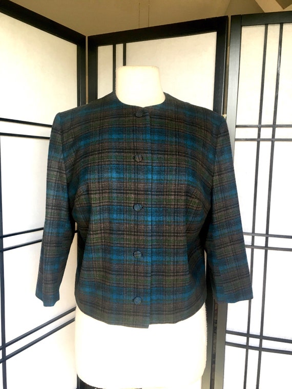 Vintage 60s Women’s Pendleton Wool Plaid Jacket B… - image 2