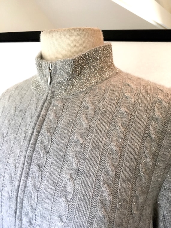 Vintage I Magnin Gray Cashmere Cardigan Sweater NW