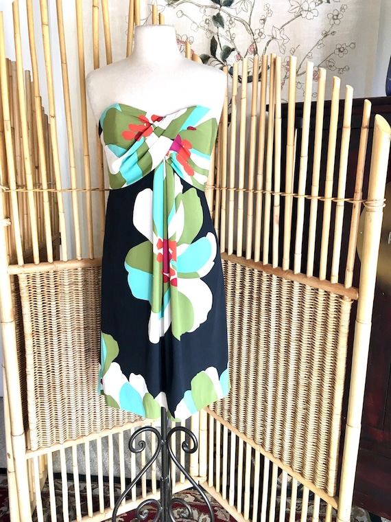 Vintage Nicole Miller Strapless Silk Dress in Flor