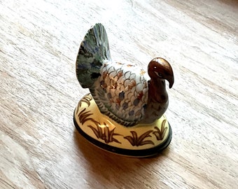 Vintage 90s Limoges Trinket Box Porcelain Turkey