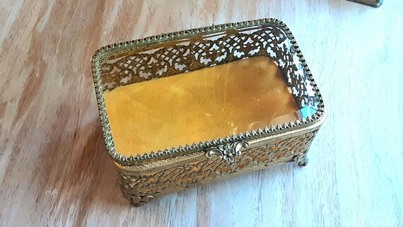 Vintage 60s Ormolu Casket Box Rectangle Ormolu Tr… - image 1