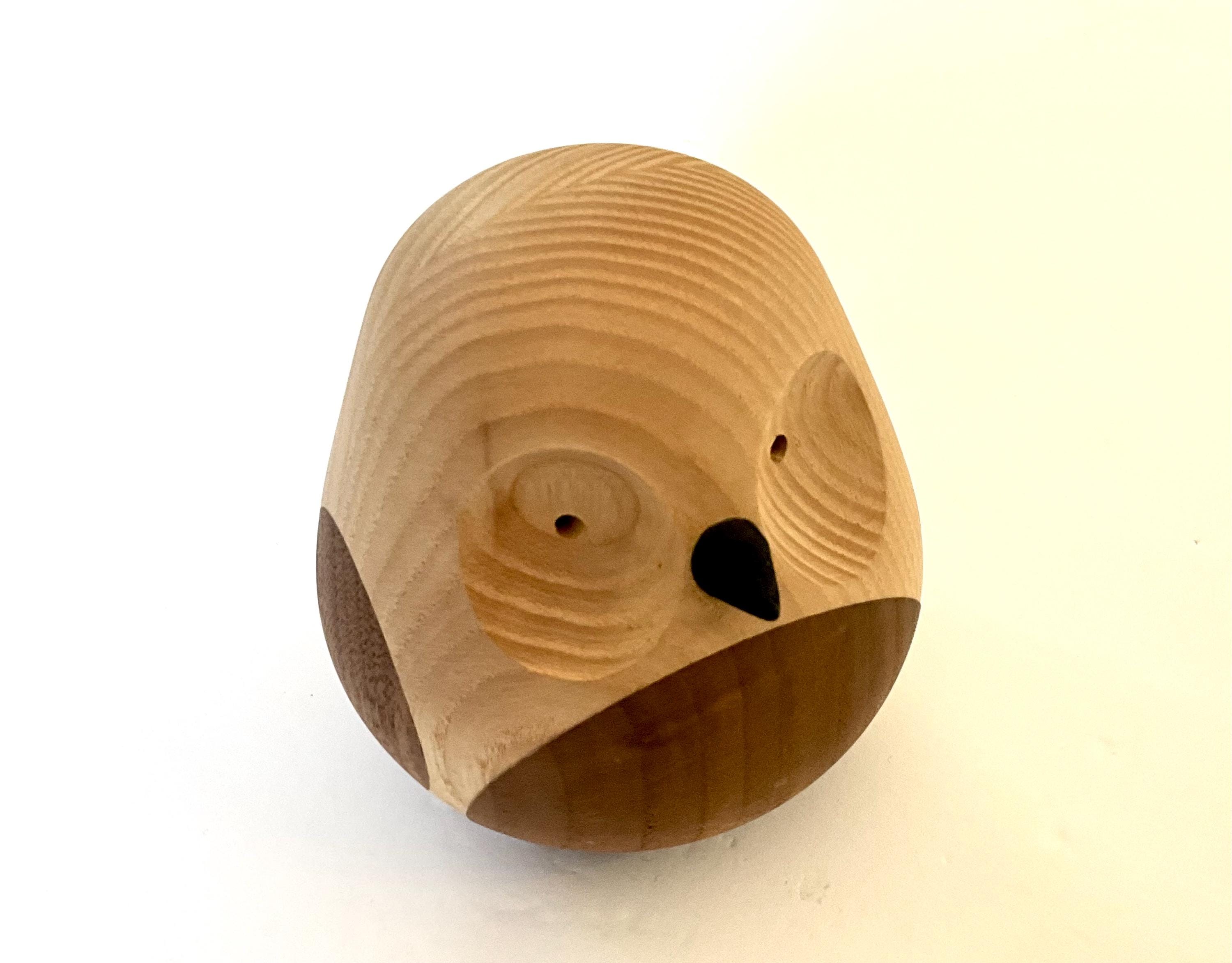 Vintage Wood Owl Sculpture Lars Beller Fjetland Norwegian Art