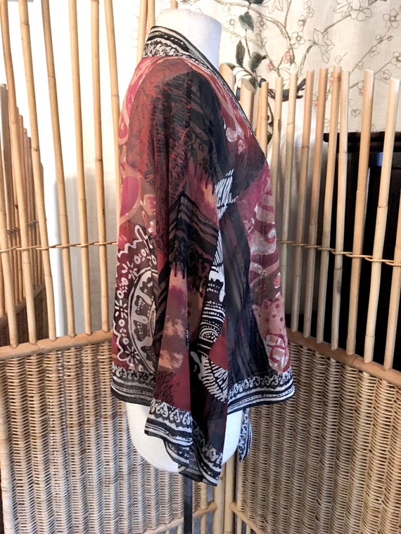 Chico’s Sheer Silk Jacket Ethnic Print Silk Jacket - image 2