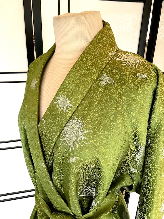 Vintage 60s Brocade Kimono Green Chinese Kimono