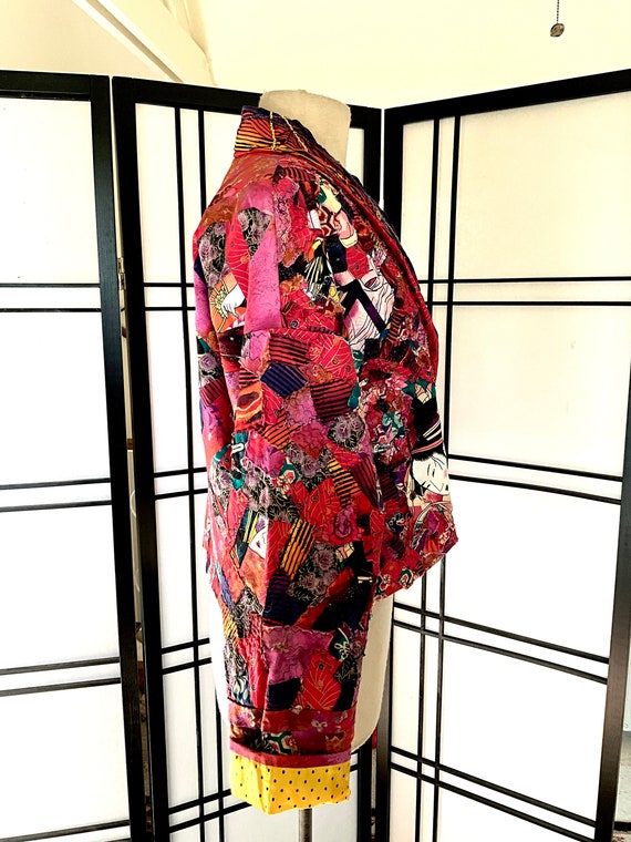 Vintage Quilted Jacket Patchwork Jacket Asian Sty… - image 4