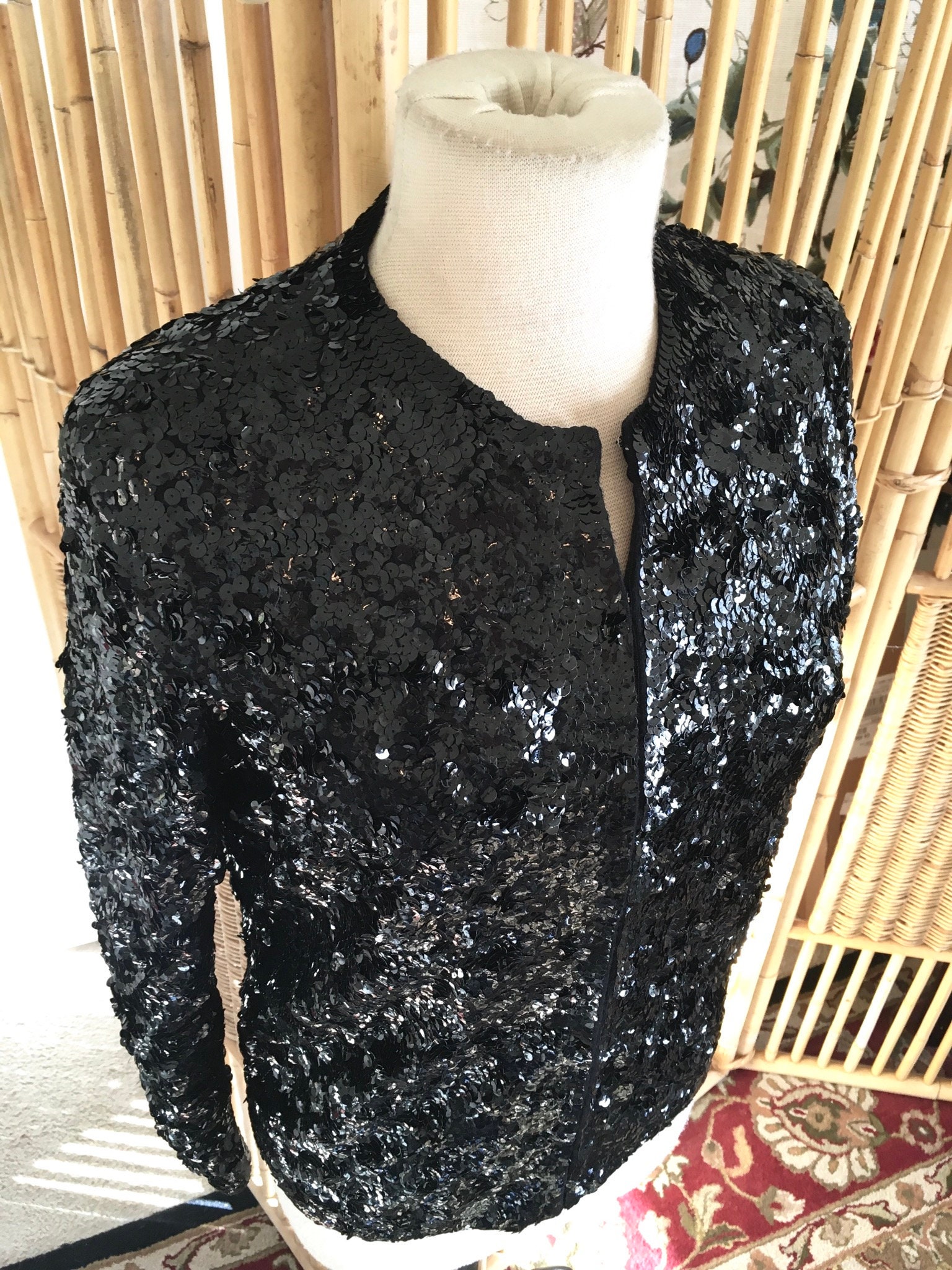 black sequin cardigan jacket