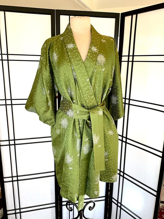 Vintage 60s Brocade Kimono Green Chinese Kimono - image 2