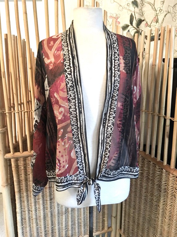 Chico’s Sheer Silk Jacket Ethnic Print Silk Jacket - image 5