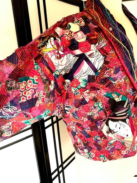 Vintage Quilted Jacket Patchwork Jacket Asian Sty… - image 3