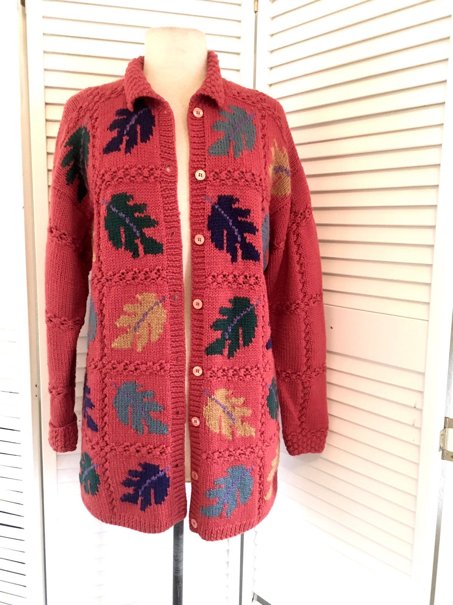 calivintage54 Vintage 80s Abercrombie and Fitch Wool Cardigan Sweater Hand Knit Sweater