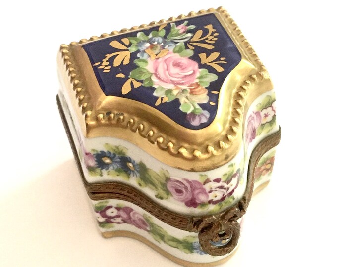 Vintage Limoges Porcelain Perfume Chest Box Rehausse Main Etsy