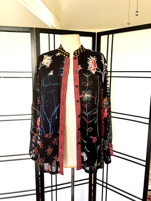 Vintage Patchwork Jacket Sacred Threads Sheer Ray… - image 4